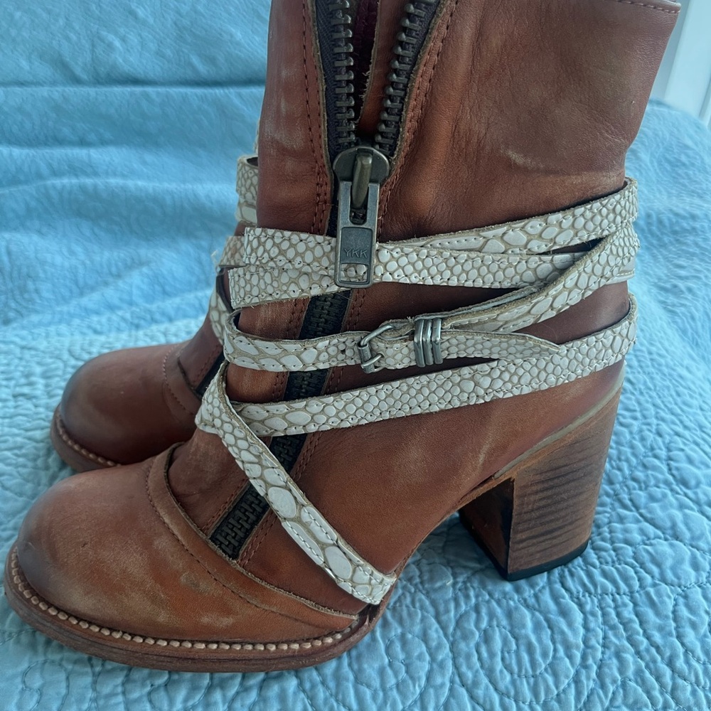 freebird Brown Leather Ankle Boots Balboa 8 - Picture 3 of 13